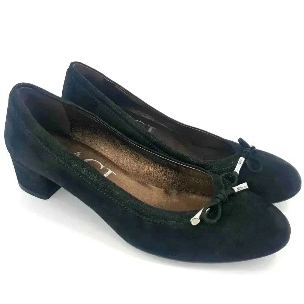 AGL Attilio Giusti Leombruni Kristin Block Cap Toe Black Heels